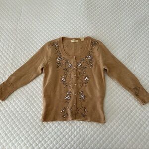 Women’s Tan Embellished Cardigan